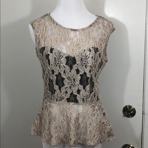 Gorgeous Champagne Lace Peplum Top